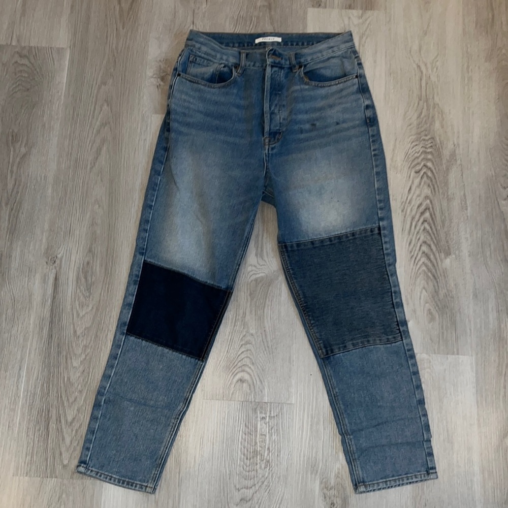 Patchwork mom jeans